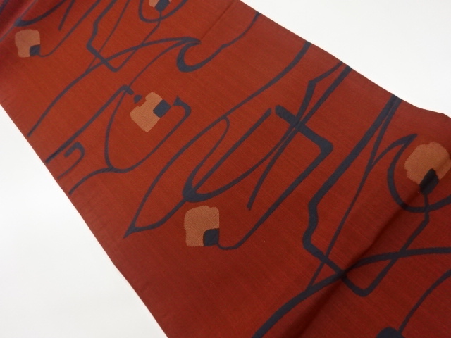 リサイクル　抽象花唐草模様織出し袋帯